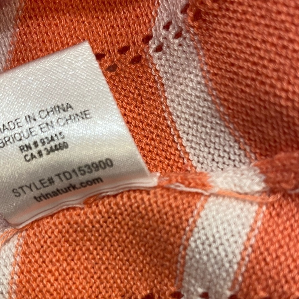 Trina Turk Dress Sweater Knit Chevron Coral Cream - Picture 12 of 14